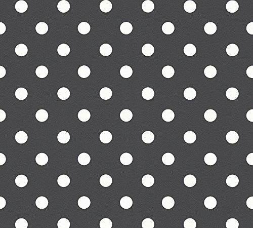 Thomas Vliestapete Dots Tapete gepunktet 10,05 m x 0,53 m schwarz weiß Made in Germany TLT009