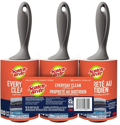 Scotch-Brite Lint Roller Jumbo Pack, 3-Rollers, 100-Sheets/Roller (300 Sheets Total)