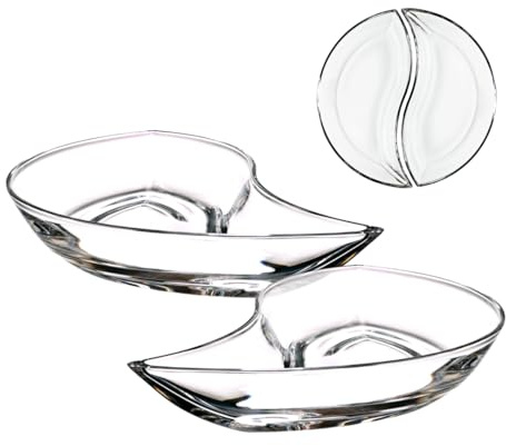 CRISTALICA Bleikristall Schale - 28 X 14 cm Premium Servierschale Glas - Handgefertigt in Deutschland - Kristall Schale - Obstschale - Snackschale Glas - 2cm Höhe (2er Set)