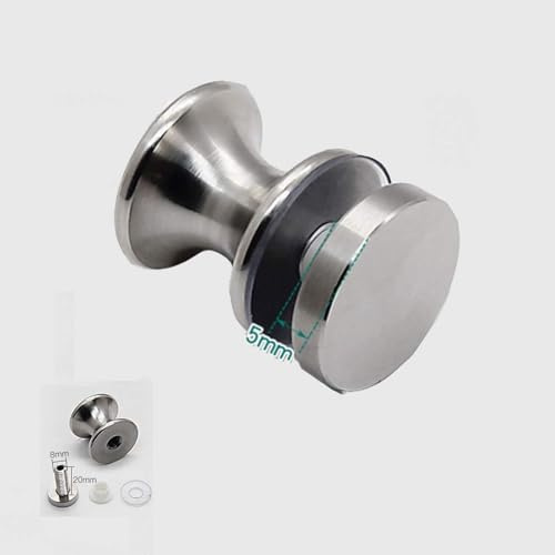 304 Edelstahl Duschtürknopf Duschtürgriff Badezimmer Duschkabine Türgriff Glastür Schrankgriff Dusche Griff Beschläge Türgriff Einzelne/Doppelter Knopf,Silberfinish,Schraube Ø8mm (N)
