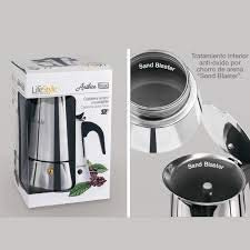 Lifestyle Cafetière italienne en acier inoxydable 12 tasses, convient pour toutes les cuisines avec induction.