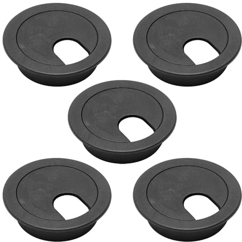 MroMax 35mm Dia Plastic Desk Grommet Cable Hole Cover for Office PC Desk Cable Cord Organizer Black 5Pcs
