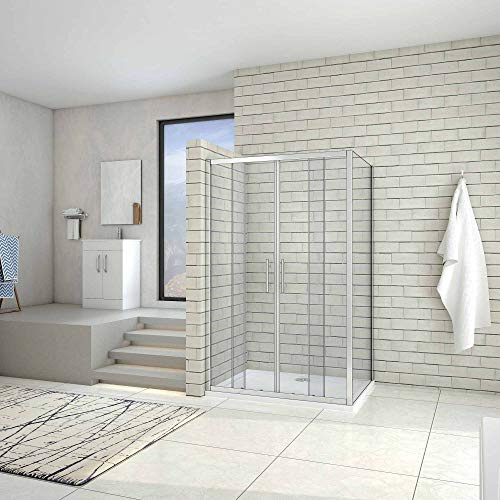 Cabine de douche 120x90x190cm porte de douche à l'accès au centre + paroi latérale avec receveur 120x90 cm