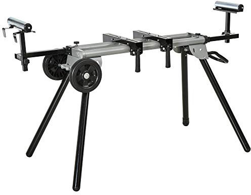 Support pour scie à onglet avec extensions - chevalet de sciage tronçonnage de bûches - pliable avec roulettes - charge max. 150 Kg - gris noir