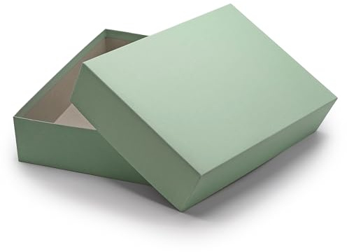 NEUSER PAPIER Presentbox med lock DIN A4 – förvaringslåda kartong eukalyptusgrön – stapelbar presentförpackning 302 x 213 x 70 mm, 4 stycken