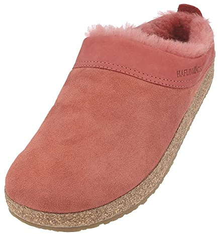 HAFLINGER zoccolo in pelle di agnello Snowbird feltro pantofola pantofola cannella 39