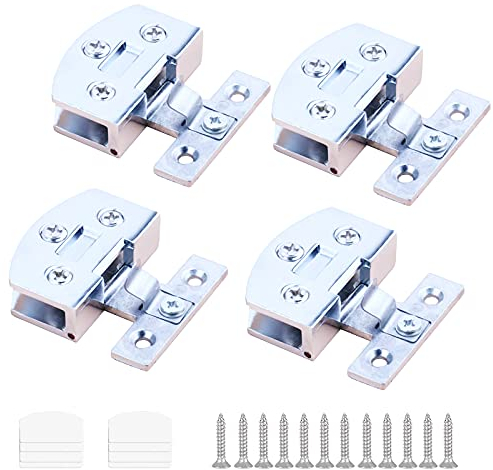 Widream 4 pcs Glas Scharnier, Möbelscharnier Glastür, Glastüren Clip, Zinklegierung, mit Schrauben, für Glas Glastüren Vitrinen Badezimmertür Weinschrank