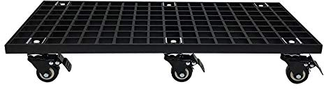 Pflanzenroller Outdoor mit Bremse, Blumenroller Rechteckig Außenbereich und Innenbereich, Pflanzenroller GFRP mit Softrollen für Parkett,Schwarz,47x27cm