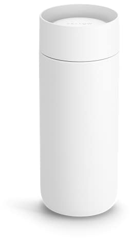 Fellow Carter Move Mug with 360º Drinking Lid - Open Top Coffee to-Go Mug with Ceramic Interior, Vacuum Insulated Stainless Steel, Matte White, 16 oz Cup
