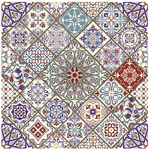makeups69 Teppich Quadratisch rutschfest waschbarer, Teppiche Orientteppich Webteppich Kurzflorteppich für Wohnzimmer Schlafzimmer Esszimmer，Lila mehrfarbiges geometrisches Design 150 x 150 cm