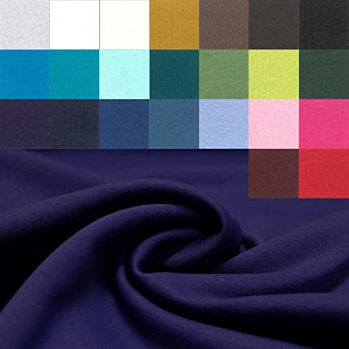 Sweat angeraut - Sweatstoff Meterware - Stretchsweat - Sweatshirtstoff - Joggingbaumwolle warm kuschelig weich - uni * 50 cm x 160 cm *, Farbe: Marine