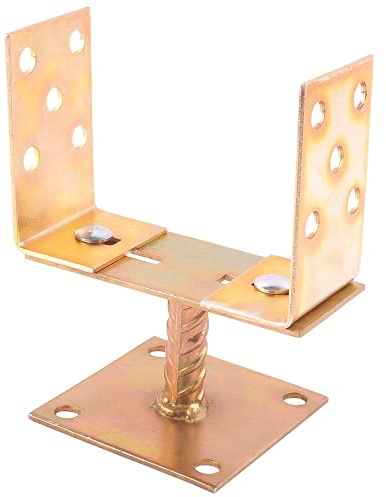 BAUSTER® Pfostenträger 0-160 mm verstellbar Pfosten Anker, zum Aufschrauben, verzinkt Gelb, Pfostenanker Pfostenschuh Anker mit Sockel Riffeldolle, Stützen für Gartenstrukturen, Pavillons