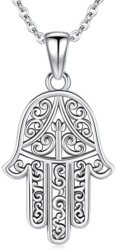 Aniu Collar Mano de Fatima para Mujer, Colgante Mano de Fátima Plata de Ley 925, Collar Mano Hamsa, Mano de Fatima Joyería Regalos para para Mujeres Niñas Mamá