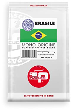 Caffè Pascucci | Brasile Monorigine In Grani Per Macchina Espresso Moka E Caffè Filtro Caffe In Grani 250 g Sacchetto Salva Aroma Chicchi Caffe Torrefatti