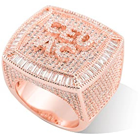 Benutzerdefinierter Anfangsbuchstaben-Ring Iced Out-Fingerring für Herren personalisierter Hip-Hop-Buchstabenring luxuriöser quadratischer klobiger Bandring mit Kubikzirkonia Namensringe für Männer