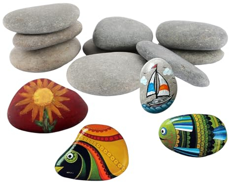 MUXHEL 30 Pietre Piatte da Dipingere, 5-8 cm, Ciottoli Lisci per Fai da Te, Naturali Selezionati a Mano, Decorazione per Acquario, Pittura Creativa