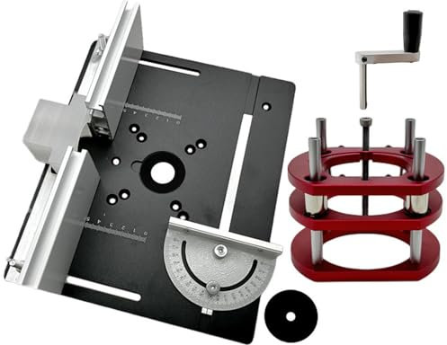 SHENJIA Elevador Router, Mesa para Fresadora De Aluminio para Madera Mesa Elevadora para Fresadora De Precisión Banco De Trabajo DIY Grabado Trimmer Base De Apoyo Set(Color:Negro)