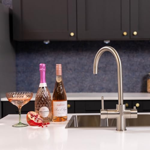 Flode Svan Swan Neck Design Kitchen Boiling Tap - 3-in-1 Instant Hot Boiling Water Tap Kit with Boiler and Filter - Boiling Hot Water Tap (Brushed Steel)