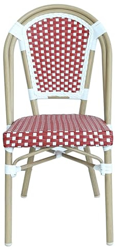 Oviala Chaise de terrasse bistrot Parisien en Aluminium et rotin Rouge