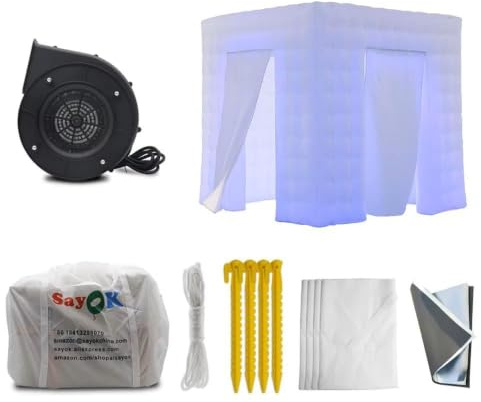 SAYOK Recinzione gonfiabile per cabina fotografica, tenda gonfiabile per cabina fotografica a LED da 2,5 m, per matrimoni, feste, promozioni, pubblicità (due porte)