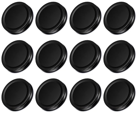 sourcing map 42 Pcs Mason Jar Lids, 70mm/2.76 Regular Mouth Tin Plate Caps Leak Proof for Canning Jars Kitchen Storage, (Black)