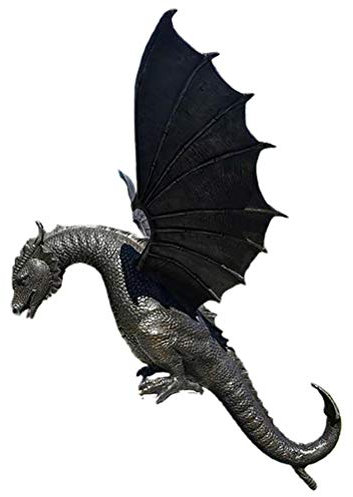 NOENNULL Statue de Dragon – Statue de Dragon de Jardin, Décoration Extérieure, Fontaine de Dragon, Statue de Jardin en Résine, Caractéristique d'eau pour Jardin, Cour, Pelouse – 35 Cm X (A)