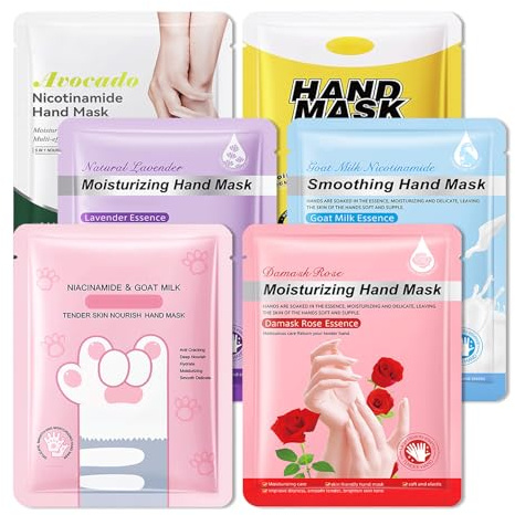 Hand Mask Moisturizing Gloves 6 Pack,Hydrating Hand Mask for Women,Soft Gloves for Dry Cracked Skin