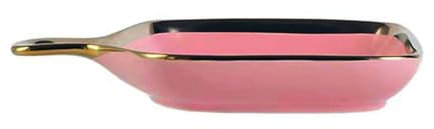 Ceramic Porcelain Nordic Luxury Solid Color Lasagne Dish Deep, Baking Dish With Handle, Pie Dish For Oven-Pink-b