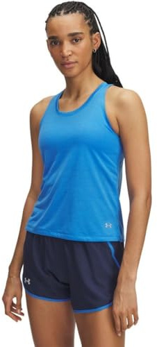 Under Armour Damen Launch Singlet, leichtes atmungsaktives Tank Top, schnelltrocknendes Funktionsshirt mit reflektierenden Details,Blue Atlantis / / Reflective,SM