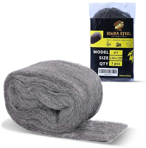 20FT SIMBA Steel Wool for Mice Control - 1x20 FT Coarse Steel Wool, Hole & Gap Filler, Protect Home, Garage, Pipeline, Vent, Keep Mice Away 1 roll 20FT