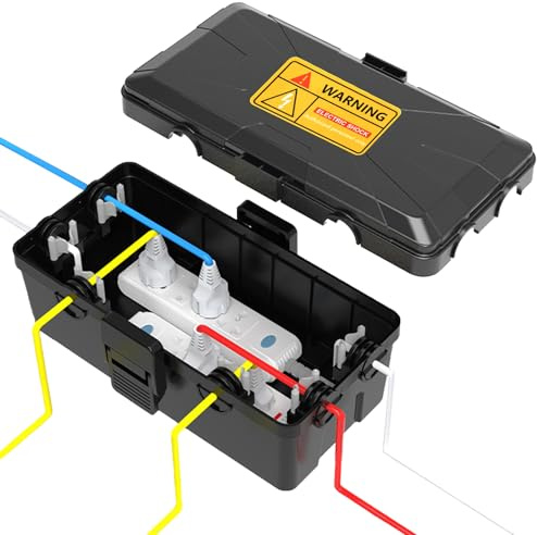TEOV Wasserdichte Kabelbox Außenbereich IP54, 6 Kabelöffnungen & Abnehmbare Schildabdeckung 26x15x9.5cm, Schutz für Kabel vor Witterungseinflüssen