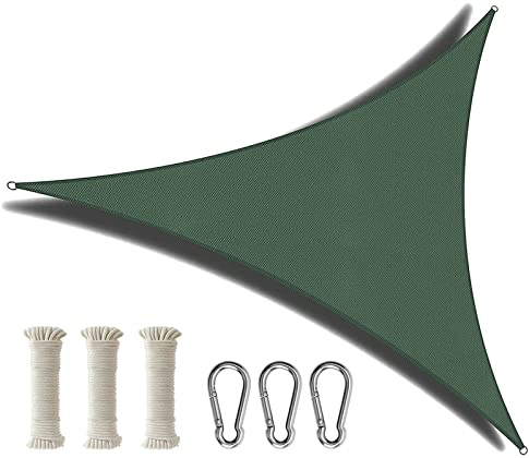 YCNLYSSR Vela ombreggiante Triangolare, Vele ombreggianti in HDPE, baldacchino Parasole 98% UV con Corde, per Giardino Esterno, Patio, Feste, Cortile, Campeggio, Verde Scuro, 2x2x2m