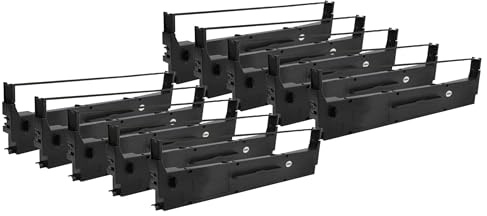 vhbw 10 x färgband för skrivning ersätter Epson C13S015632, S015632 för matris- eller biljettskrivare - svart