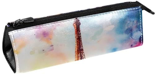 VAPOKF Trousse à crayons aquarelle Tour Eiffel Pochette à crayons Trousse à cosmétiques Sac compact à fermeture éclair