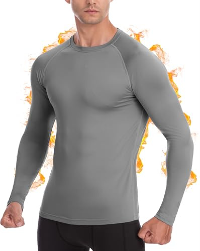 Roadbox 1-2er Pack Herren Thermo Kompressionsshirt Langarm Innenfleece | Warmes, atmungsaktives Funktionsunterhemd，Bietet flexible Muskelunterstützung für Winterlauf, Skifahren und Outdoor-Arbeit.
