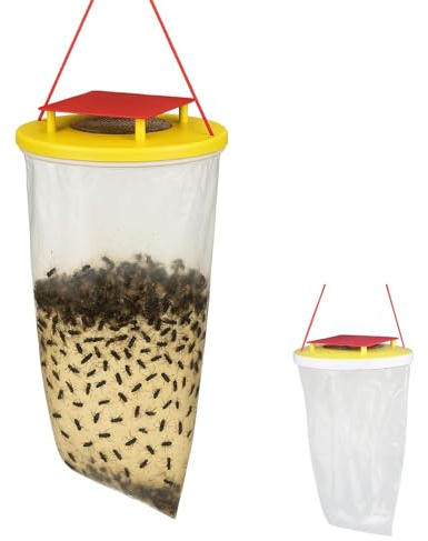 Fly Trap, Outdoor Hanging Fly Catcher Bag with Bait, Effective Fruit Fly Trap for Gardens, Farms, and Outdoor Dining Areas, 1 Pack