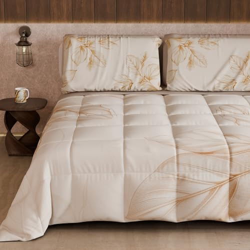 PETTI Artigiani Italiani - Trapunta Invernale, Piumone Invernale, Trapunta Matrimoniale Double Face Tinta Unita e Stampa Digitale Floreale 25 150, 100% Microfibra, Made in Italy