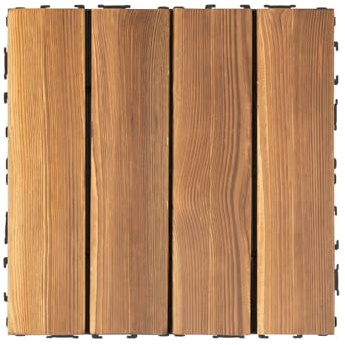 Holz Bodenbelag Pavers Fliesen im Freien Holzbodenfliesen aus Kiefernholz für Innen AußEn, 36 Pcs, Hoch Belastbar, Drainage Funktion, Diy Balkon Garten Boden, Braun 30 * 30 * 2cm