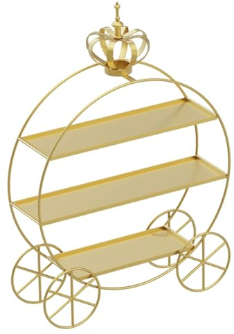 Porta cupcake Alzata per cupcake a 3 livelli con carrozza di zucca con corona Eleganti supporti da dessert dorati per esposizione e servizio da tavolo per feste