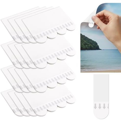 GCXIXPY Poster Adhesive Strips, 64 PCS Damage Free Hanging Poster Hangers Removable, No Tools Picture Hanging Strips for Posters, Picture Hangers Wall Office Decoration and Indoor Hooks