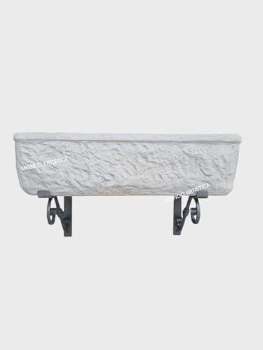 Lavello Lavandino In Cemento Con Staffe in Ferro, Lavabo, Fontana, Vasca E Gocciolatoio reversibile - Larghezza 80x40 Cm - Per Esterno Da Giardino Colore Sfumato grigio chiaro