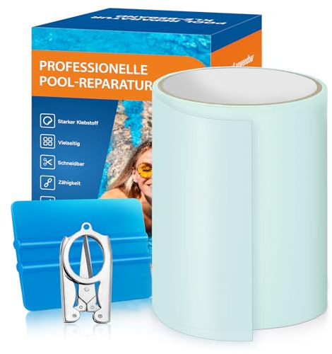 AHIKY Pool Reparaturset, Transparentes Unterwasser Klebeband 15cm x 250cm, Pool Flicken Selbstklebend Wasserdichtes Flex Tape, PVC Abdichtband für Aufblasbare Hüpfburg,Planschbecken,Luftmatratz