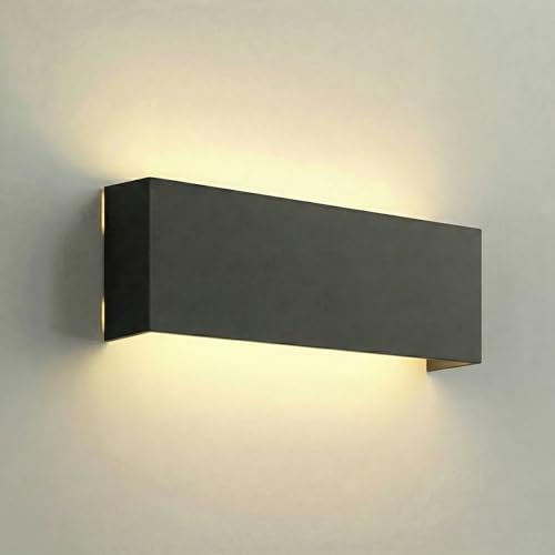 Voltix 30w Applique da Parete Interno ed Esterno LED IP65, 2700Lm Lampada da Parete Moderna in Alluminio e Vetro, Luci da Esterno, Applique Camera da Letto e Corridoio, (3000K-Luce Calda, Nero)