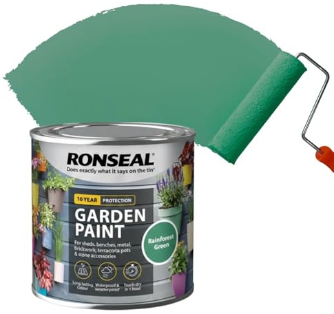 AOC24 250ML Garden Paint Rainforest Green, Water Based Outdoor Paints, Long Lasting Weather Resistant, Fast Drying Color for Wood, Bricks, Pots, Anti Crack Peeling DIY Paint (Rainforest Green, 250 ML)
