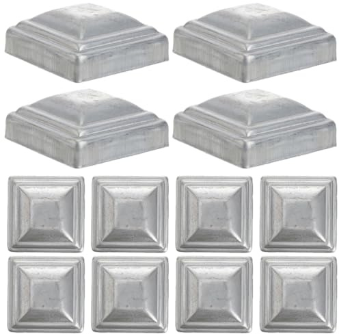 CALLARON Cappucci per Pali Quadrati 50X50 MM in Acciaio Zincato 12 Pezzi Protezione Anticorrosione per Recinzioni da Giardino e Barriere Stradali