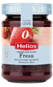 Spanish 0% Added Sugar Strawberry Jam - Pack of 4 x 280g Glass Jars - Made with Local Sun-Ripened Fruit - Low Calorie & Diabetic Friendly