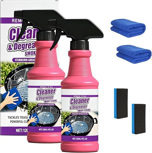 Fast Acting Heavy Duty Grill Degreaser Spray, 2026 New BBQ Grill Cleaner, Multi Functional Grease Remover for Outdoor Grill, Grill Cleaning Spray for Kitchen, Easy Off Oven Cleaner for Home (2 PCS)