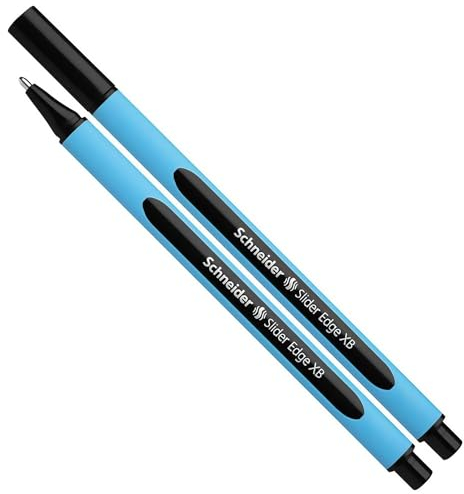 Schneider writing instruments ballpoint pen Slider Edge, cap model, XB, black, barrel color cyan-black, (Pack of 1)