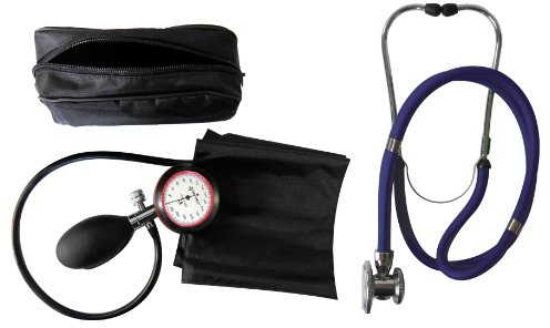 Sfigmomanometro 1 del tubo superiore del braccio + Stetoscopio RAPPAPORT/Stetoscopio a doppia testa blu scuro 1 pezzi (= 1 Set di 2 articoli)