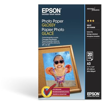 Papel fotográfico brillante A3 de Epson, 200 g/m², 20 hojas